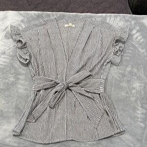 Max Studio Black and White Striped Blouse